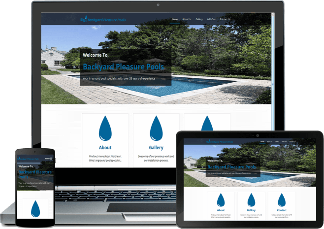 Backyard Pleasure Pools site on Multiple Devices
